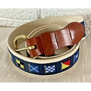 Leather Man Ltd USA Navy Belt Nautical Flags Brass Buckle 36